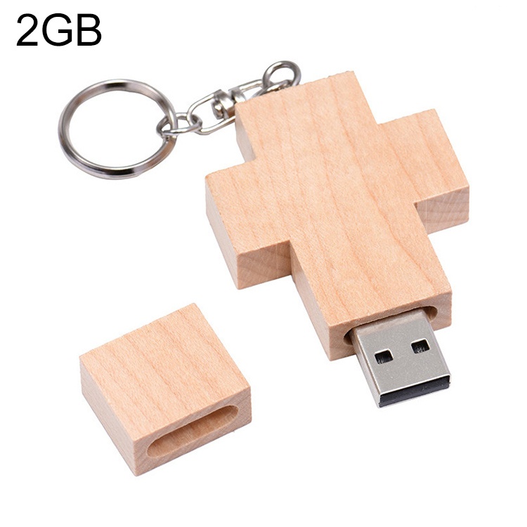 Ổ Đĩa Flash USB 2 GB Hình Thánh Giá Bằng Gỗ Phong Cách Mới