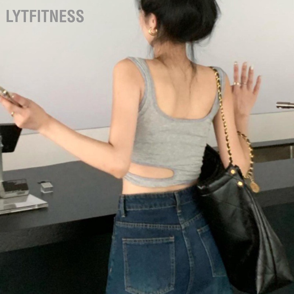 LYTFitness Thể Thao Bể Cổ Chữ U Thon Gọn Khoét Hở Eo Áo Ngắn Dành Cho Nữ Tập Dục Chạy Bộ