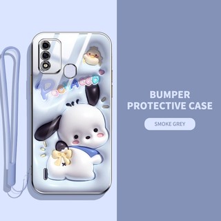 Ốp Điện Thoại Viền Thẳng Hình Chú Cún 3D Bảo Vệ Ống Kính Máy Ảnh Cho Infinix Itel A48 Itel P37
