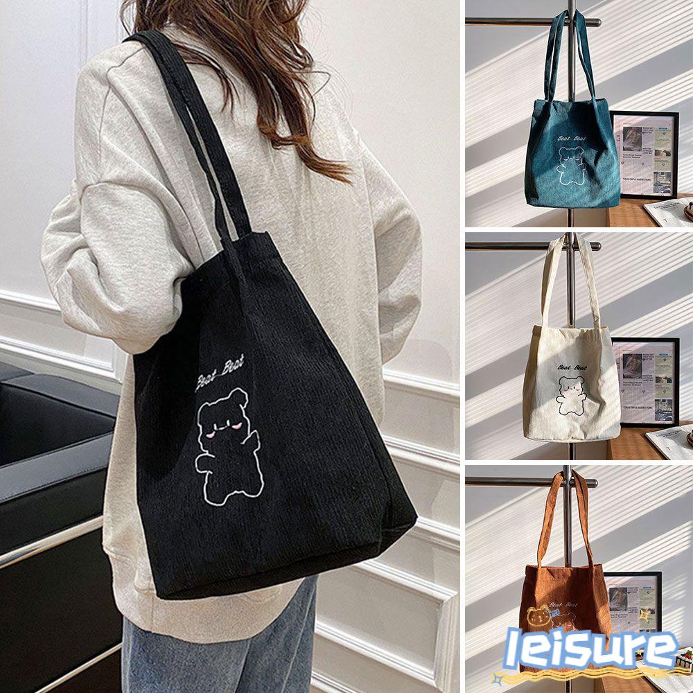 Túi Tote Đeo Vai Cỡ Lớn Họa Tiết Gấu Thời Trang