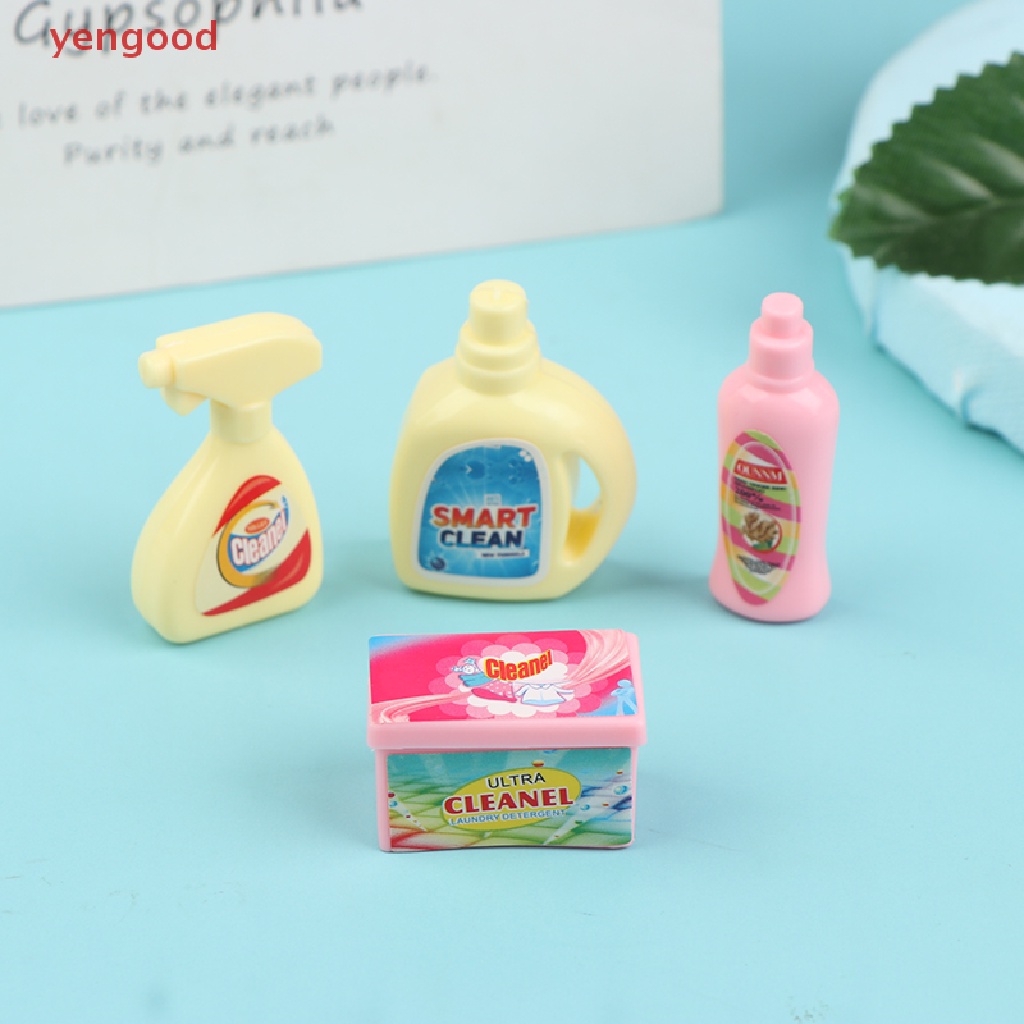 (YGD) 4Pcs/Set Doll Cleaning Bucket Detergent Laundry Detergent Toy Hand Basket Model