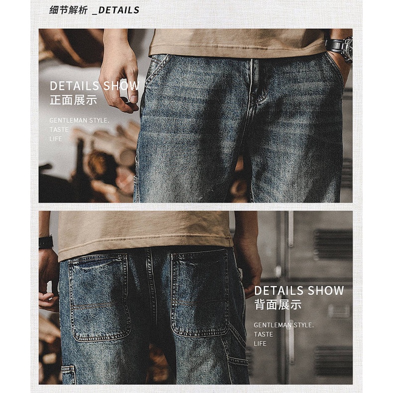 American Retro Heavy Cargo Shorts Men's Summer Loose Straight 2023 New Do the Old Cowboy Fifth Pants Men sdc4