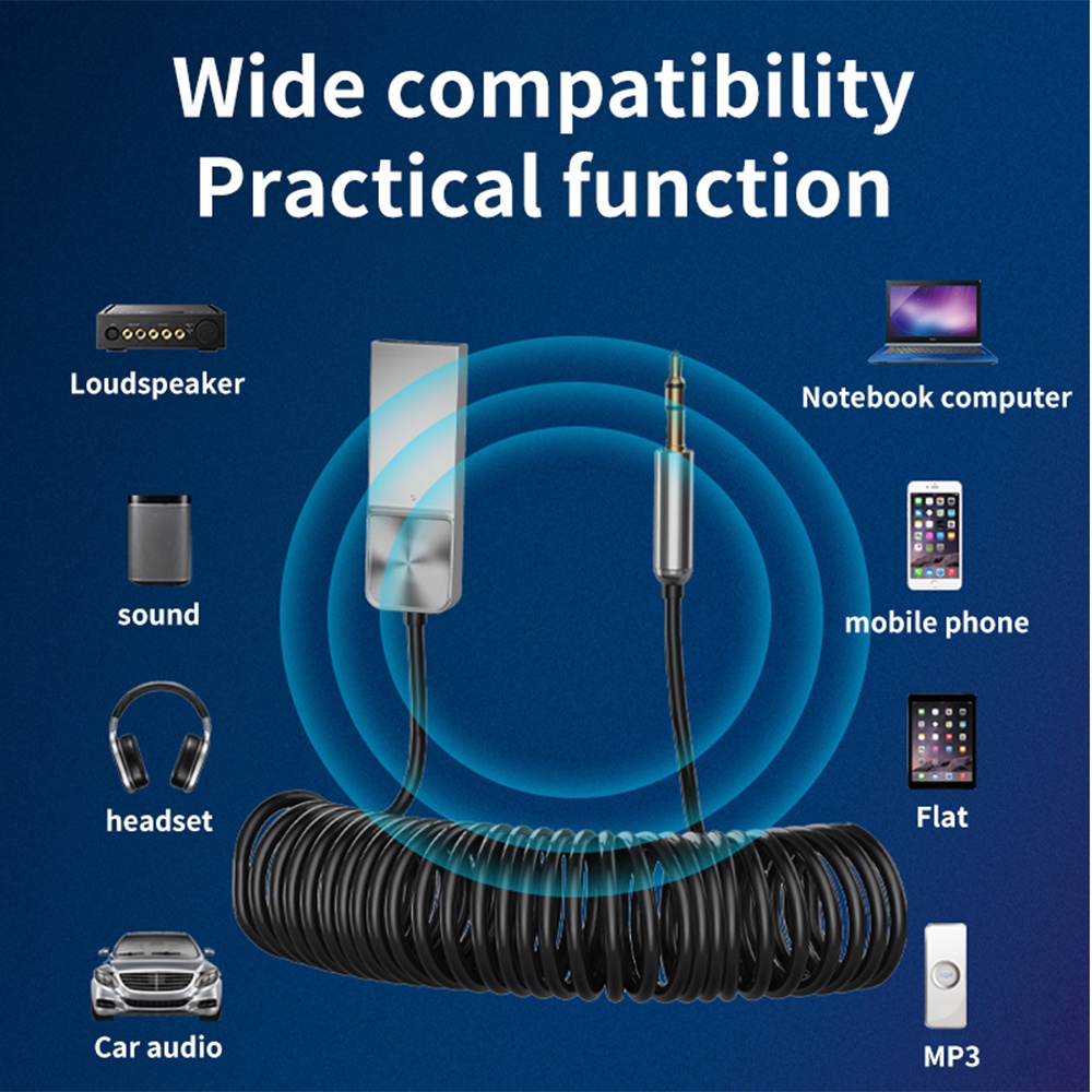 Bộ Thu Tín Hiệu Âm Thanh Bluetooth 5.1 Aux Usb Sang mic Rảnh Tay 3.5mm Cho Xe Hơi