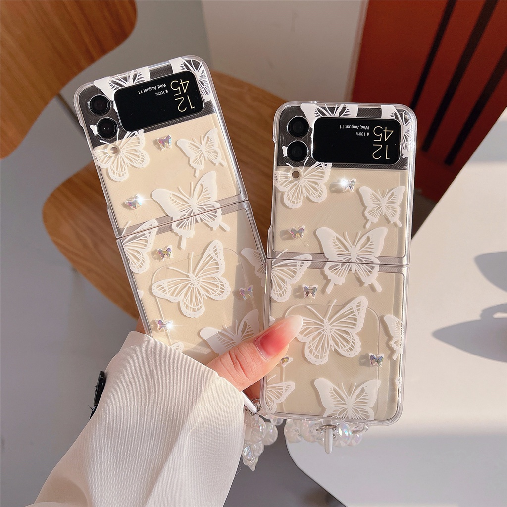 Ốp điện thoại đính hạt nơ chất lượng cho Samsung Galaxy Z Flip 3 4 5G Z Flip3 Zflip3 Zflip4