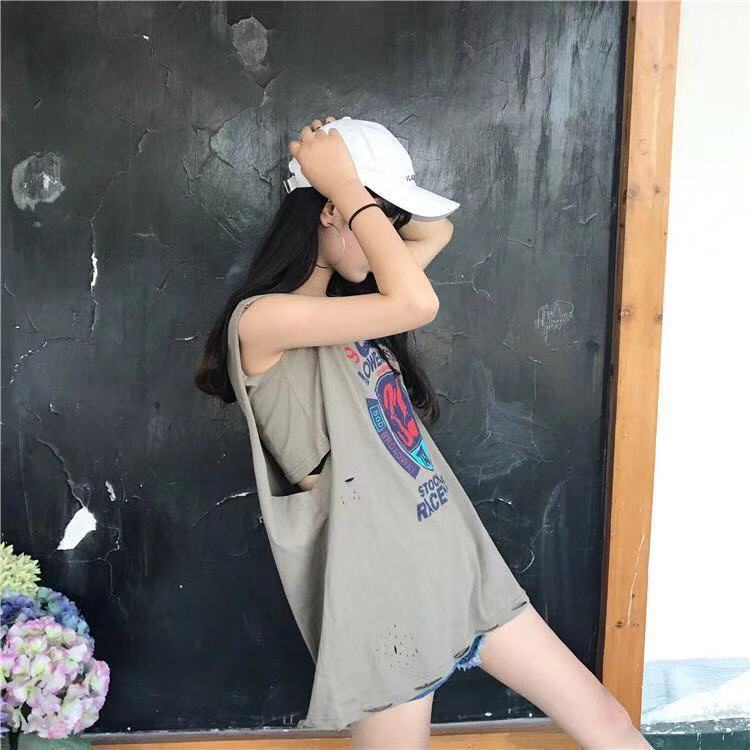 IELGY    Áo Thun Lửng Không Tay Thời Trang Dành Cho Nữ