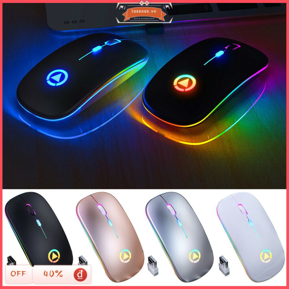 Chuột Quang Không Dây 2.4Ghz Chuột Chơi Game Có Đèn Nền Rgb Có Thể Sạc Lại Usb Cho Máy Vi Tính Máy Tính Xách Tay