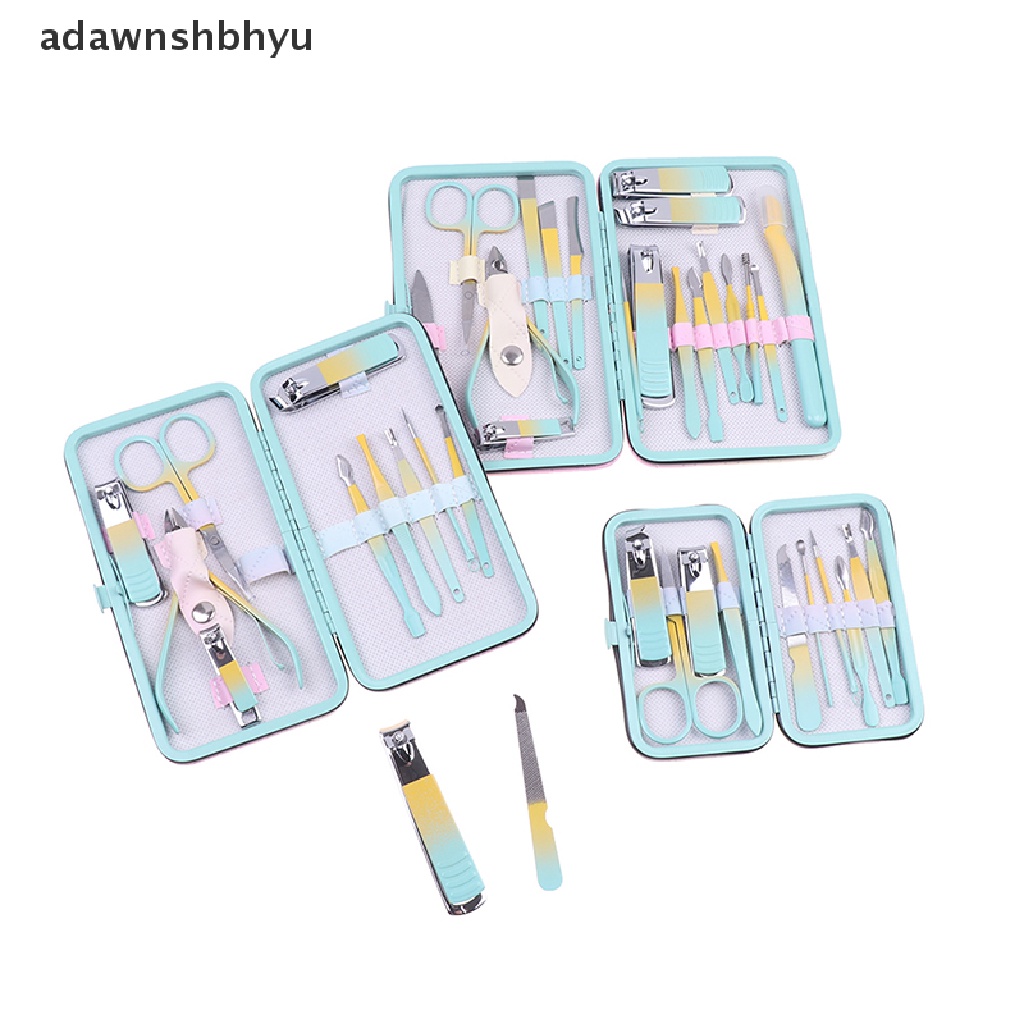 Bộ 10 / 12 / 18 Dụng Cụ Làm Móng Bằng Thép Không Gỉ Kèm Hộp Đựng