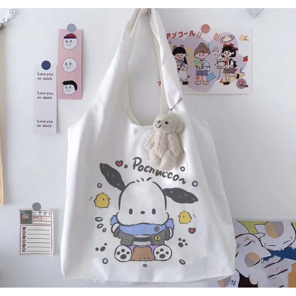 Túi Tote Vải Canvas Đi Học Gấu KOMILA Xinh Xắn Phong Cách Hàn Quốc MTT0335