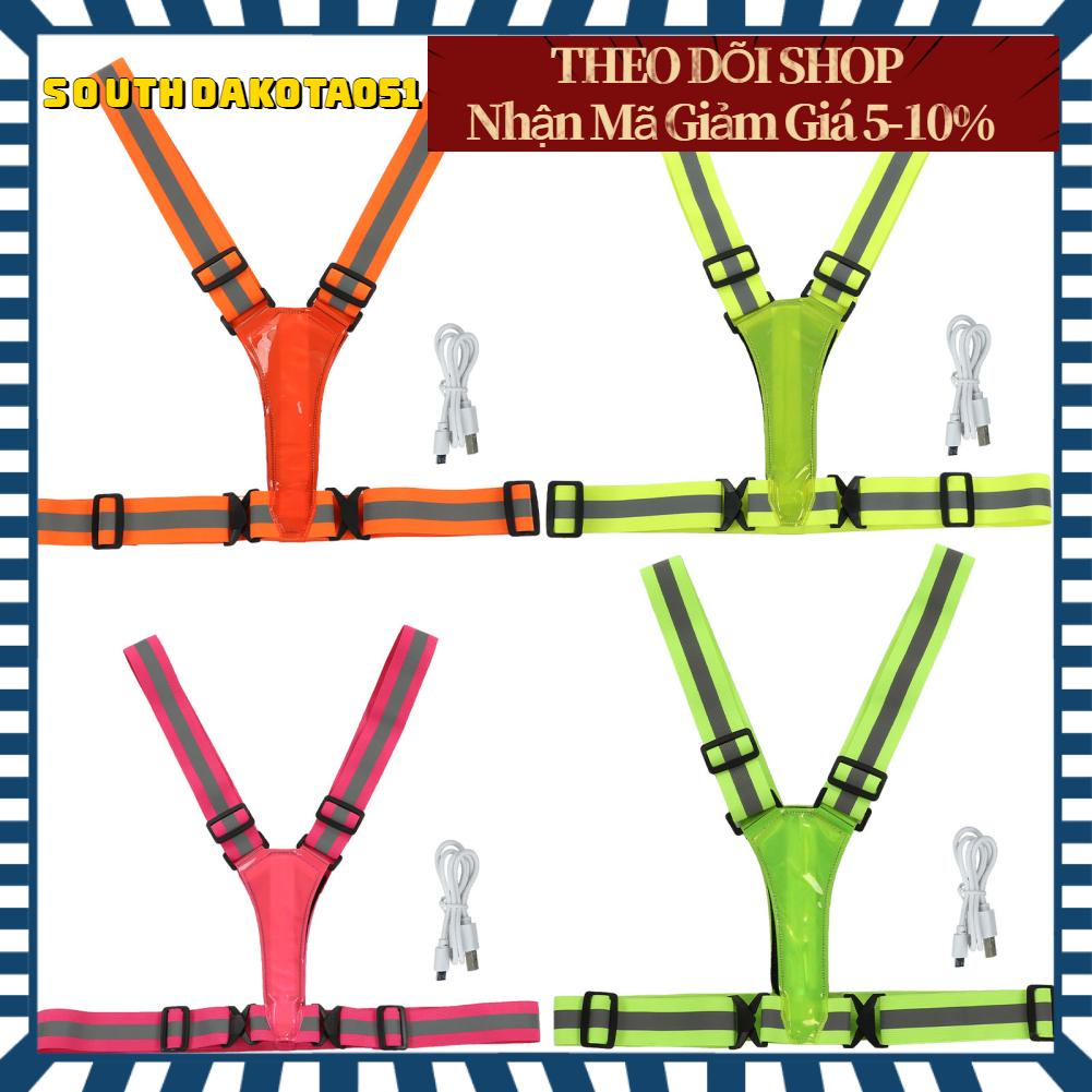 Southdakota051 Áo phản quang Sạc USB Điều chỉnh an toàn cho người lớn Chạy bộ Đi xe đạp Hoạt động ngoài trời
