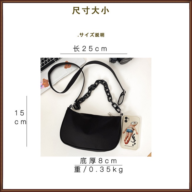 Túi Đeo Vai Bằng Nylon Màu Trơn Có Khóa Kéo Thời Trang Cho Nữ