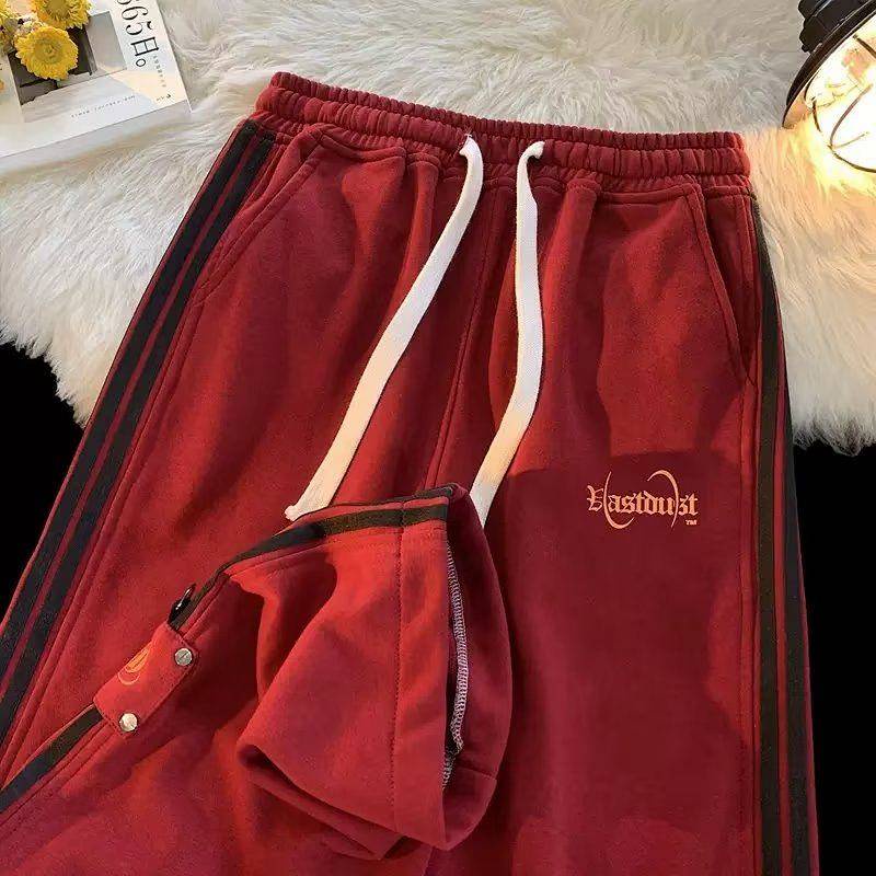 Quần Sweatpants rộng rãi chạy sọc phong cách Hong Kong trendy ins thời trang bình dân couple uHdw