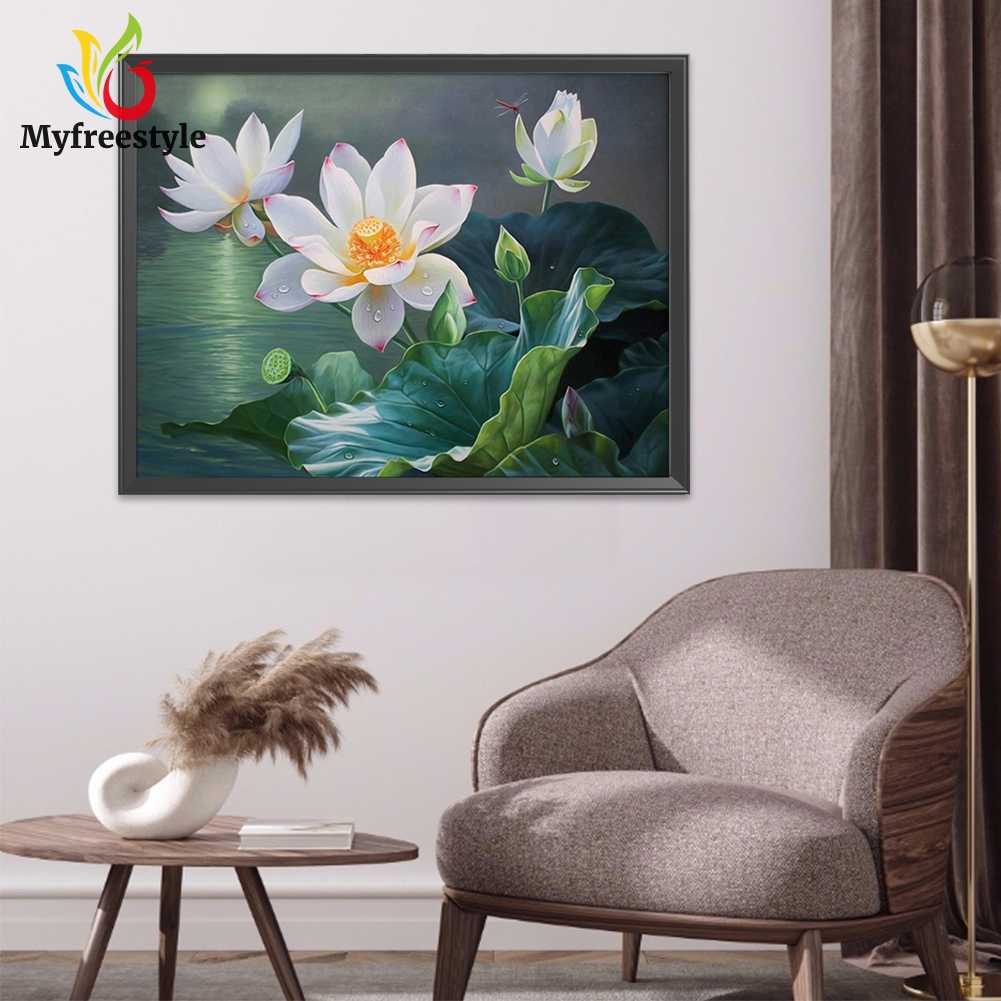 50*40CM Bộ Tranh Thêu Chữ Thập Tự Làm Hình Hoa Sen 50X40Cm 11Ct (Jl187 A)