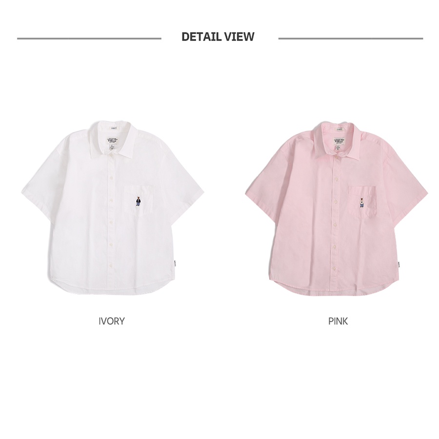 Áo sơ mi nữ WHYAD2432F Steve Loose-Fit Short-Sleeved Cotton Shirt