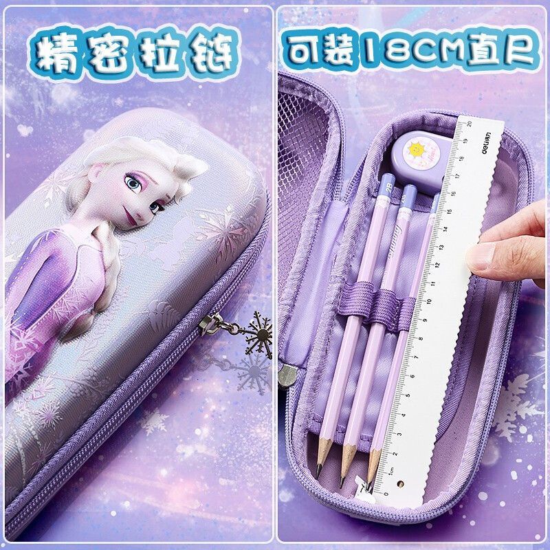 Disney DISNEY Hộp Đựng Bút Chì EVA Chống Sốc Cỡ Lớn In Hoạt Hình Frozen 3D Dễ Thương Cho Bé D4SZ 2023