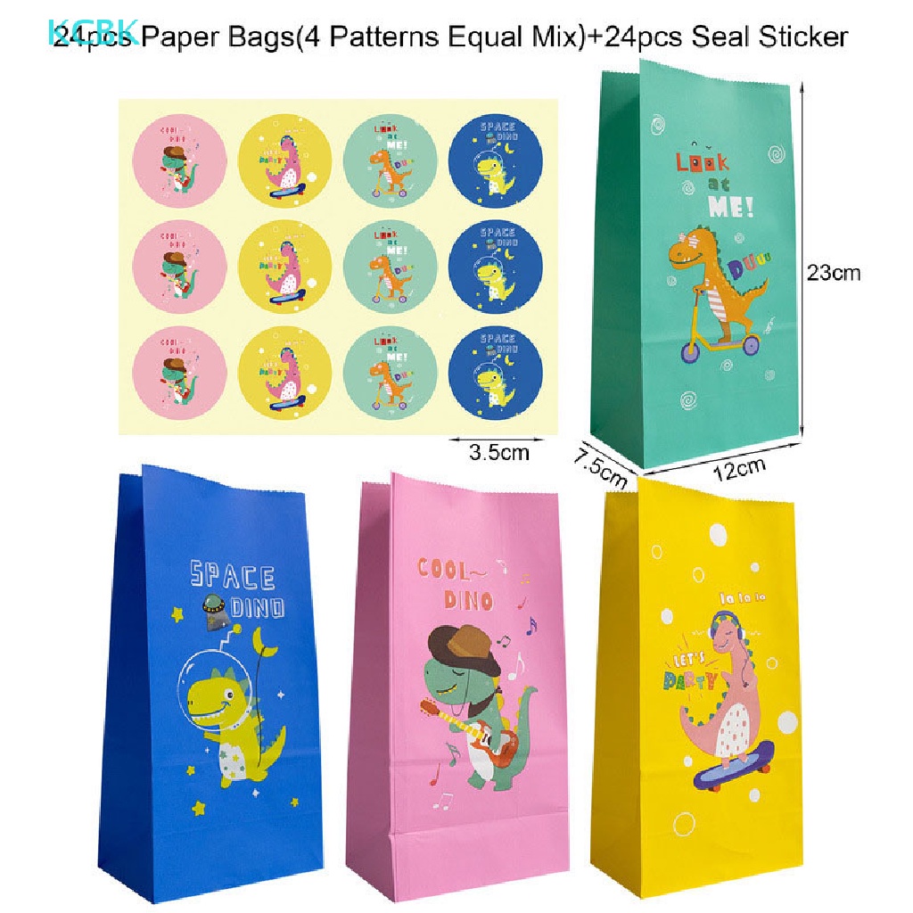 Set 24 Túi Giấy Đựng Kẹo Hình Khủng Long Ngộ Nghĩnh