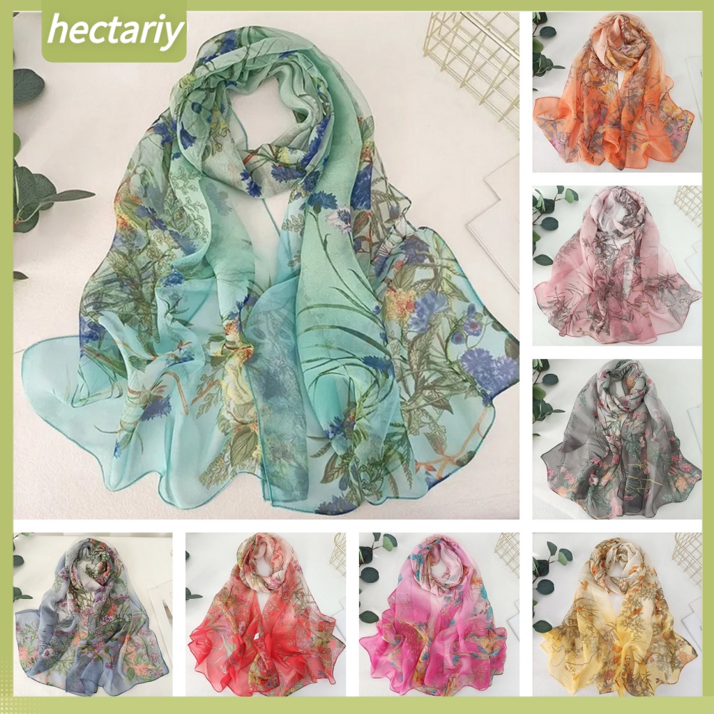 Băng Quấn Cổ Tay Hình Lục Giác| Khăn Choàng Crepe Georgette In Họa Tiết Hoa Cỏ Bảo Vệ Cho Nữ