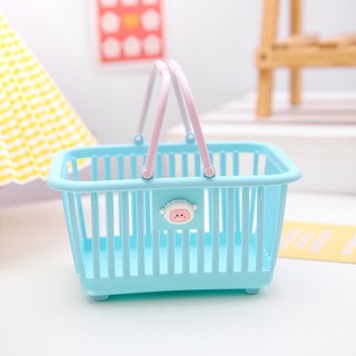 Giỏ Mini Đựng VPP, Mỹ Phẩm, Phụ Kiện, Đồ Dùng Có Tay Cầm Màu Sắc Basic