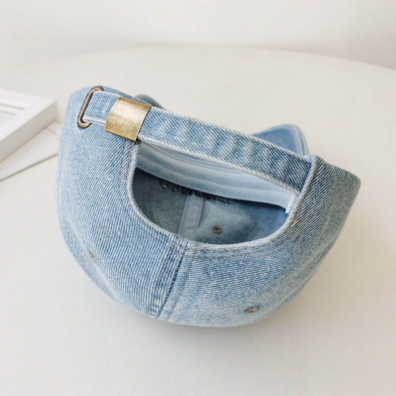 Mũ Lưỡi Trai Denim Thêu Chữ Phong Cách Hàn Quốc Thời Trang