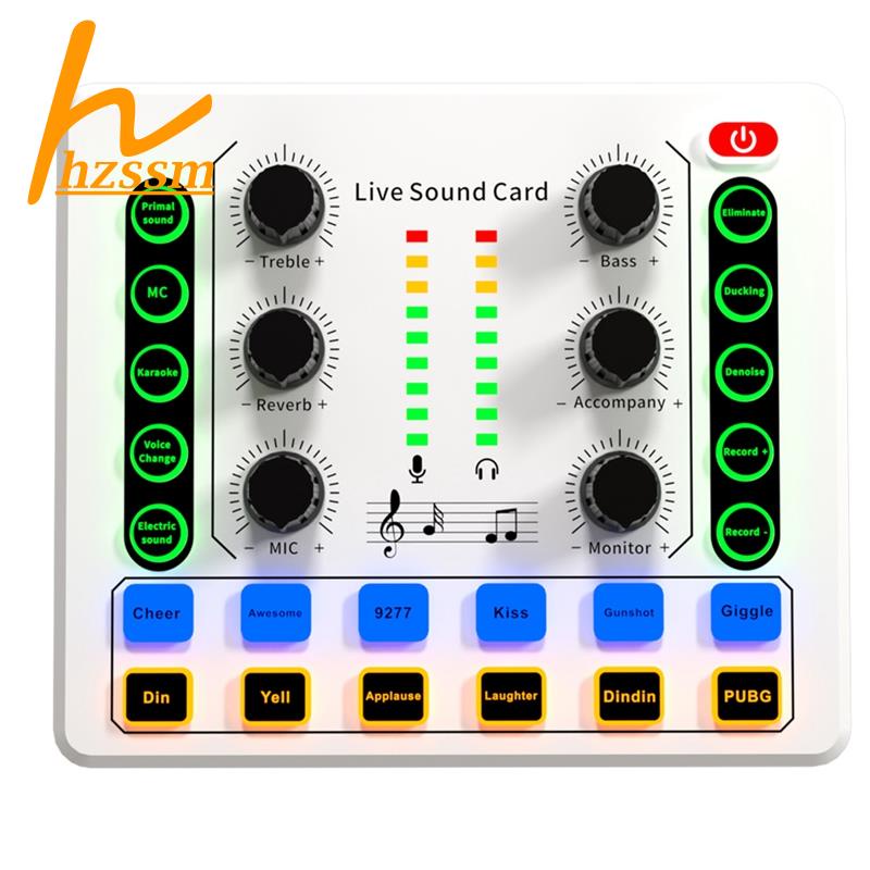 Live Sound Card Plastic Live Sound Card M8 Wireless Bluetooth Audio Mixer Digital Mixer Noise Reduction Live Streaming Broadcast Podcasting