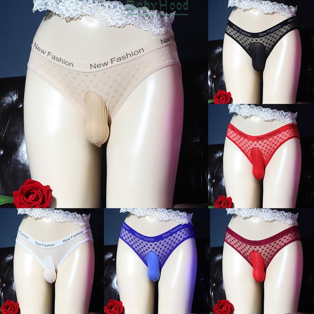 Lingerie Briefs Gay Lattice Men Mesh Panties Pouch See Through Sissy Slip#BBHOOD