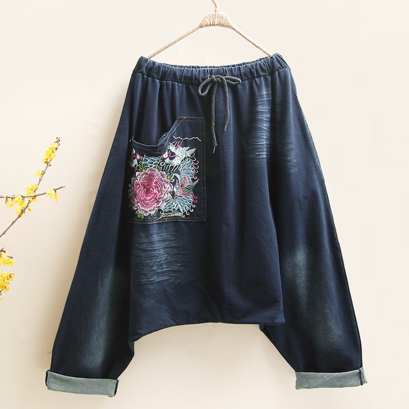 Quần Yếm Jean Baggy Ống Rộng Đáy Thụng Thời Trang Cho Nữ