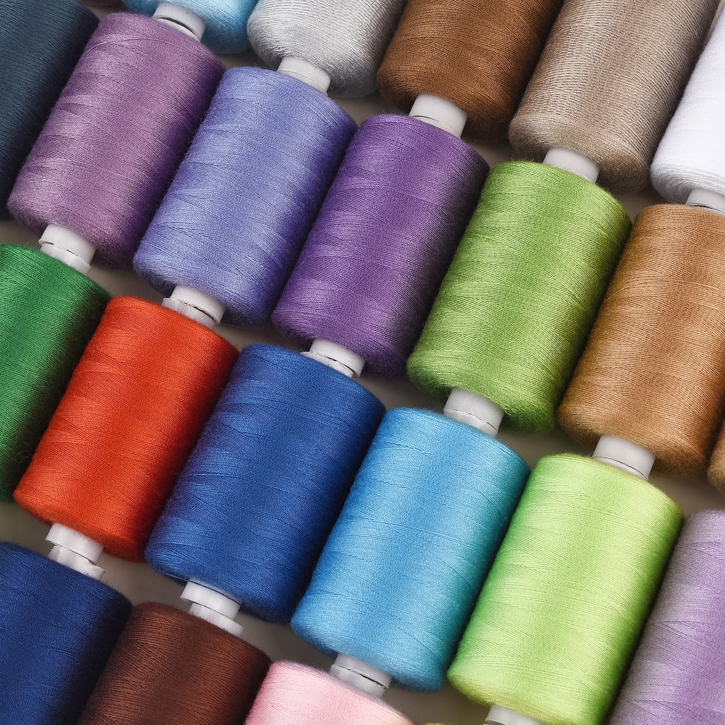 100% Polyester chỉ may cho quần jean quilting 300m/Bobbin cho tay may chỉ thô bền 203 dày 300m