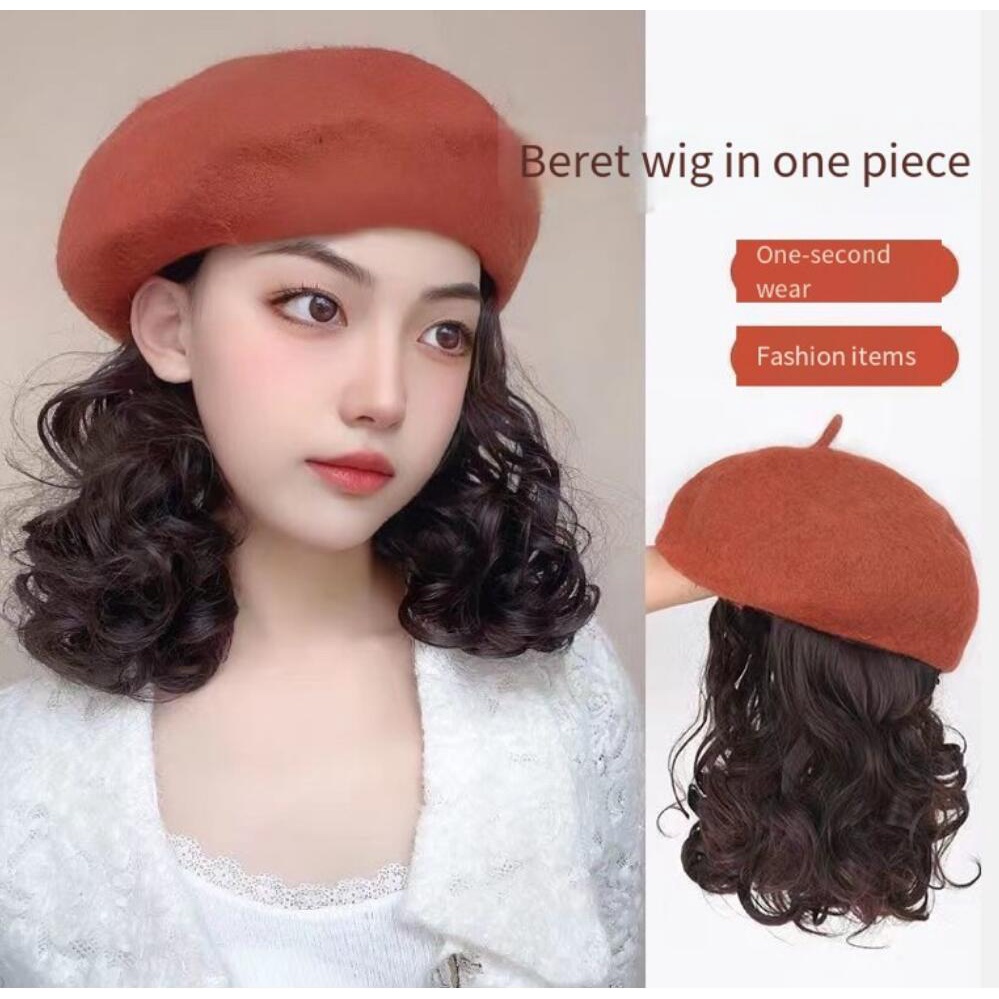 Mũ Nồi Phối Tóc Giả Bobo Thời Trang Thu Đông Cho Nữ