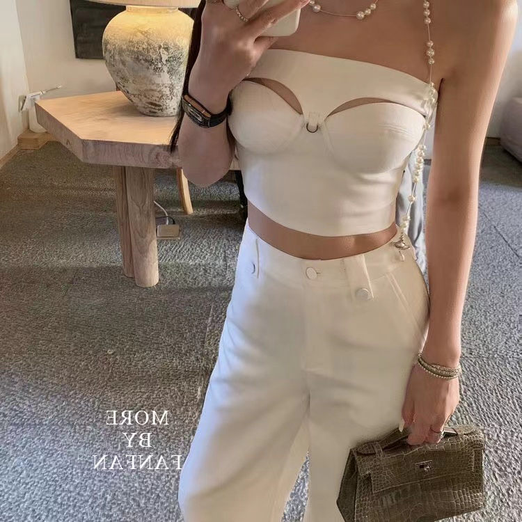 Áo Ống Ngắn Sát Nách Màu Trắng Dáng Ôm Quyến Rũ Thời Trang Mùa Hè Cho Nữ