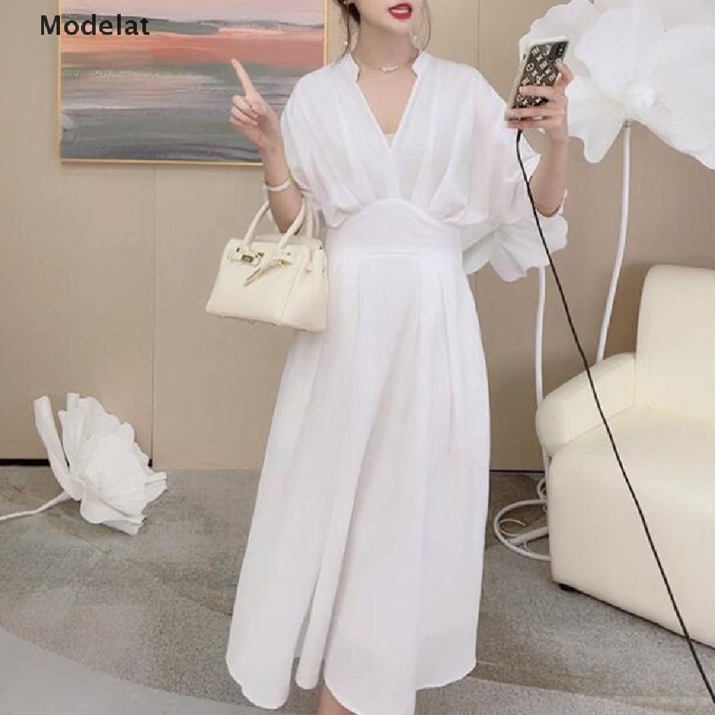 Mfc Đầm Sơ Mi Tay Lửng Cổ Chữ V Dáng Ôm Thời Trang Mùa Hè Dành Cho Nữ