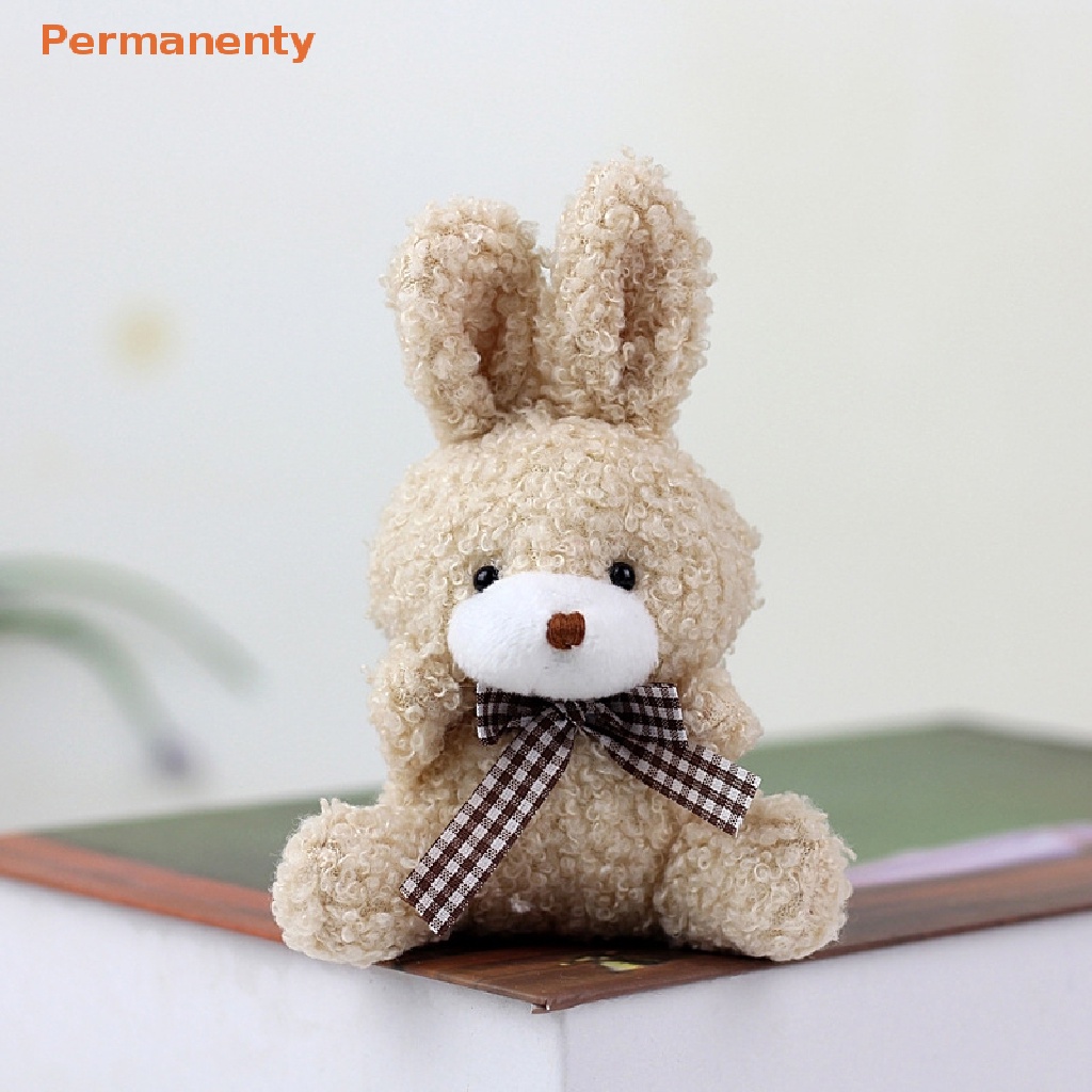 Thỏ Nhồi Bông Mềm Mại 11CM Đeo Nơ Dễ Thương