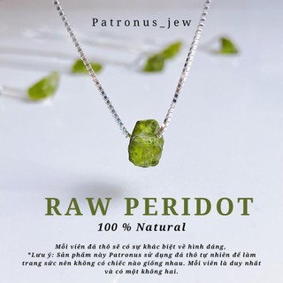 Dây chuyền raw peridot xuyên tâm dcrxt23a patronus