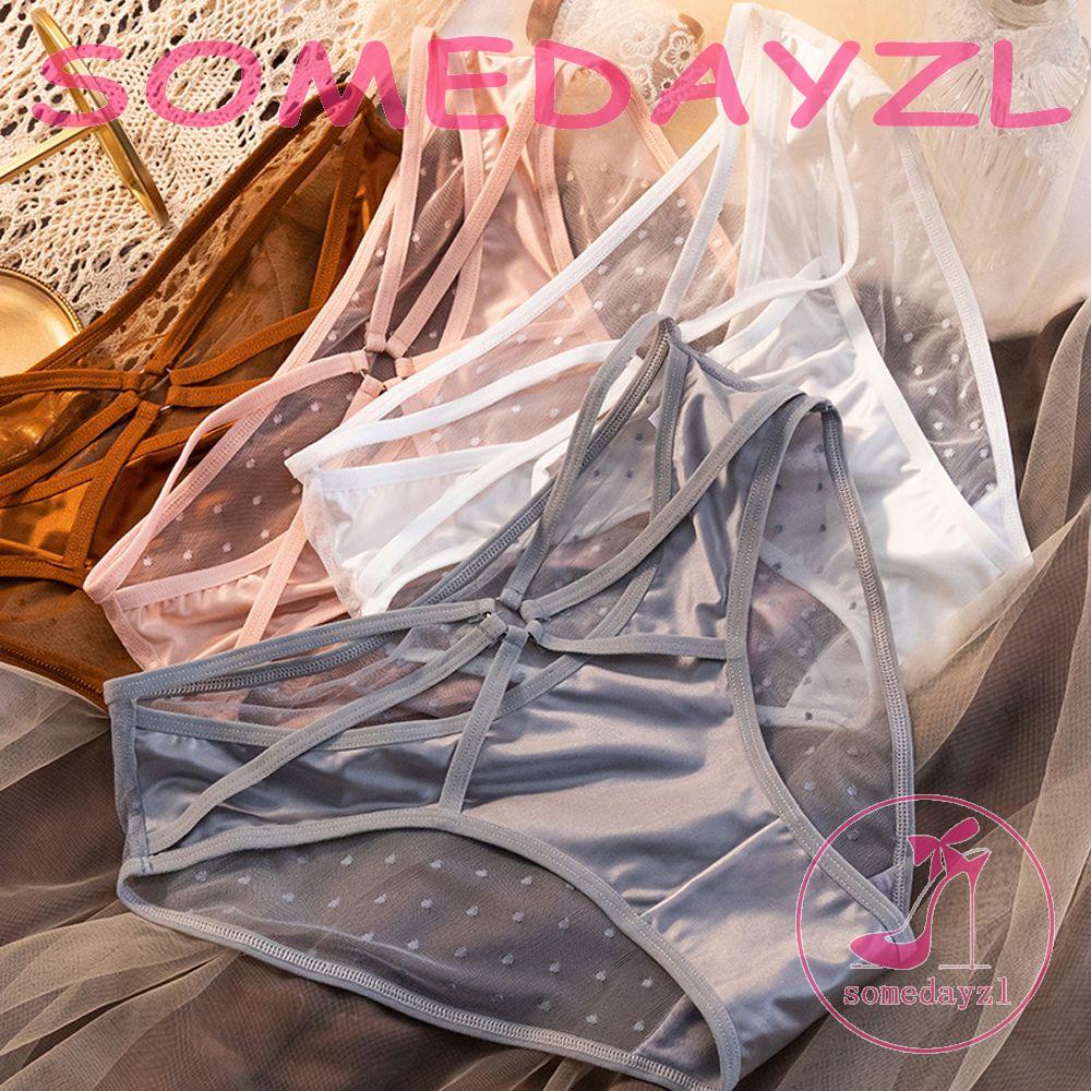Quần Lót Ren Dây Chéo Màu Trơn Thoáng Khí Thoải Mái Thời Trang Gợi Cảm Cho Nữ