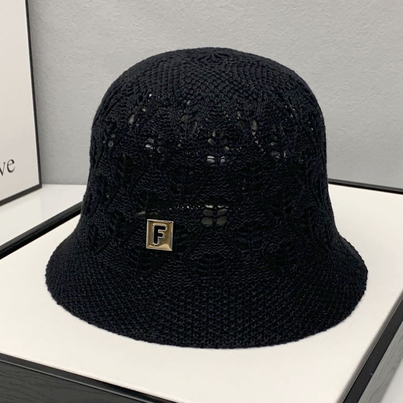 Mũ Bucket Chống Nắng Chống Tia Uv Màu Đen Trơn Thời Trang Xuân Hè 2023 Dành Cho Nữ