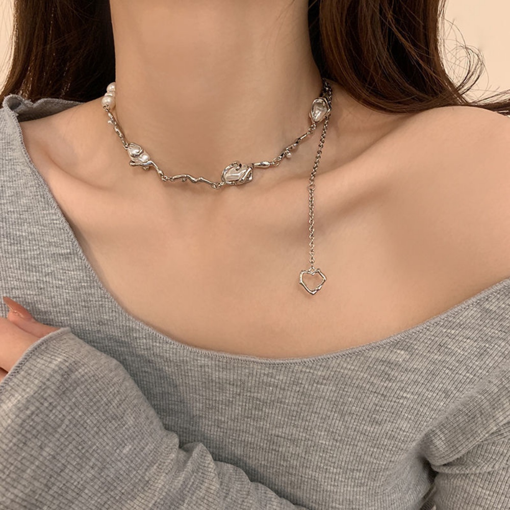 Vòng cổ Kim Loại Đính Ngọc Trai Cao Cấp Sang Trọng Cho Nữ