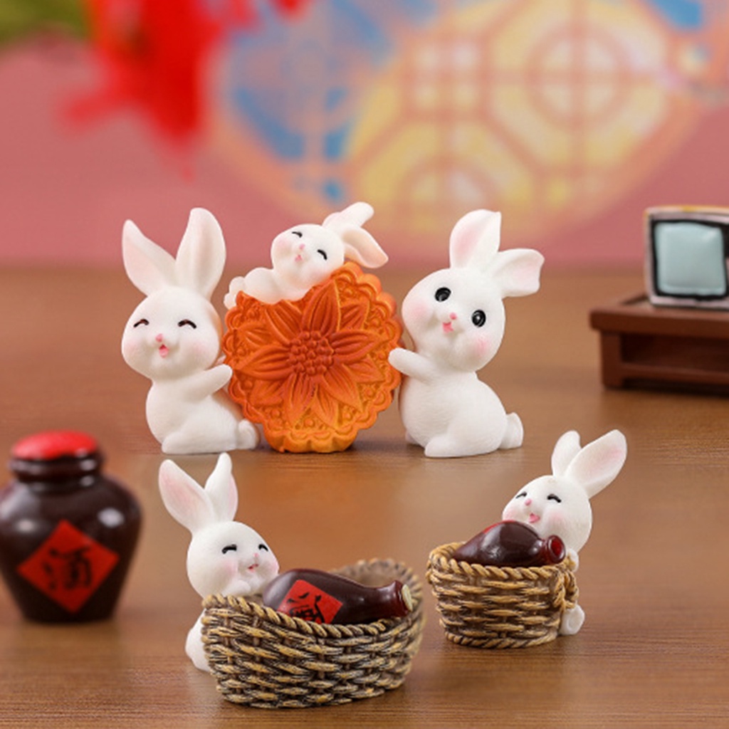 Set 2 Tượng Thỏ Mini Siêu Nhẹ Trang Trí Phòng Ngủ