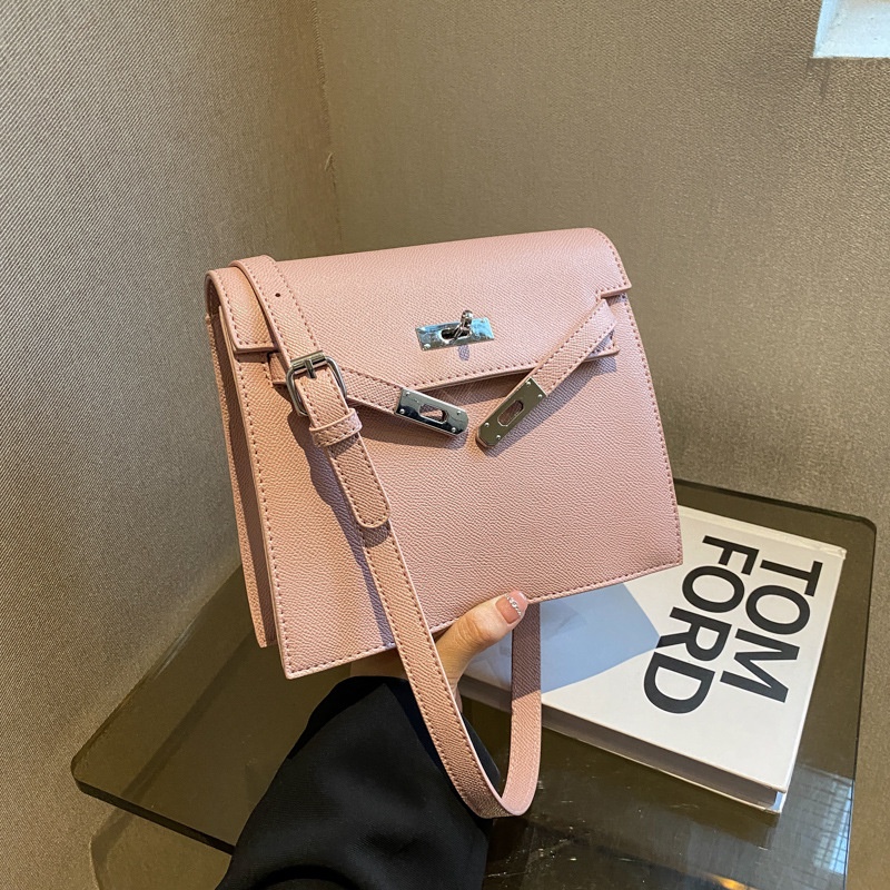 Túi Đeo Vai Màu Trơn Có Khóa Thời Trang Cho Nữ