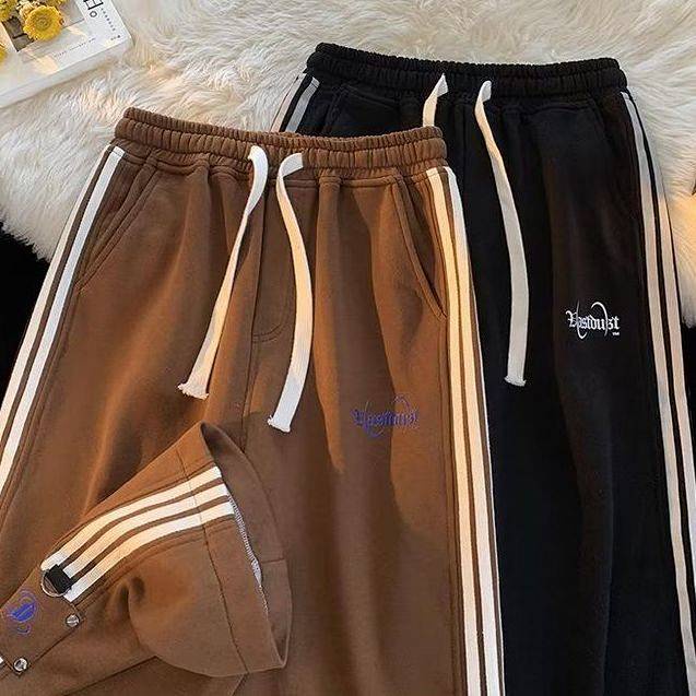 Quần Sweatpants rộng rãi chạy sọc phong cách Hong Kong trendy ins thời trang bình dân couple uHdw