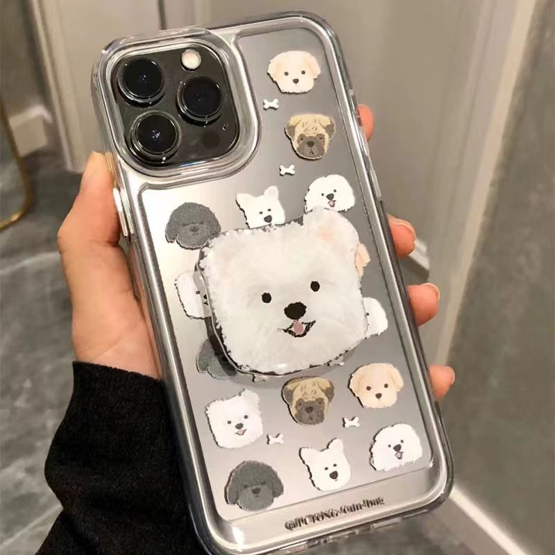 ✅Ốp Điện Thoại Mềm Hình Cún Có Giá Đỡ Cho iPhone14pro / 13 12 / XR Apple 11 78plus / Xs