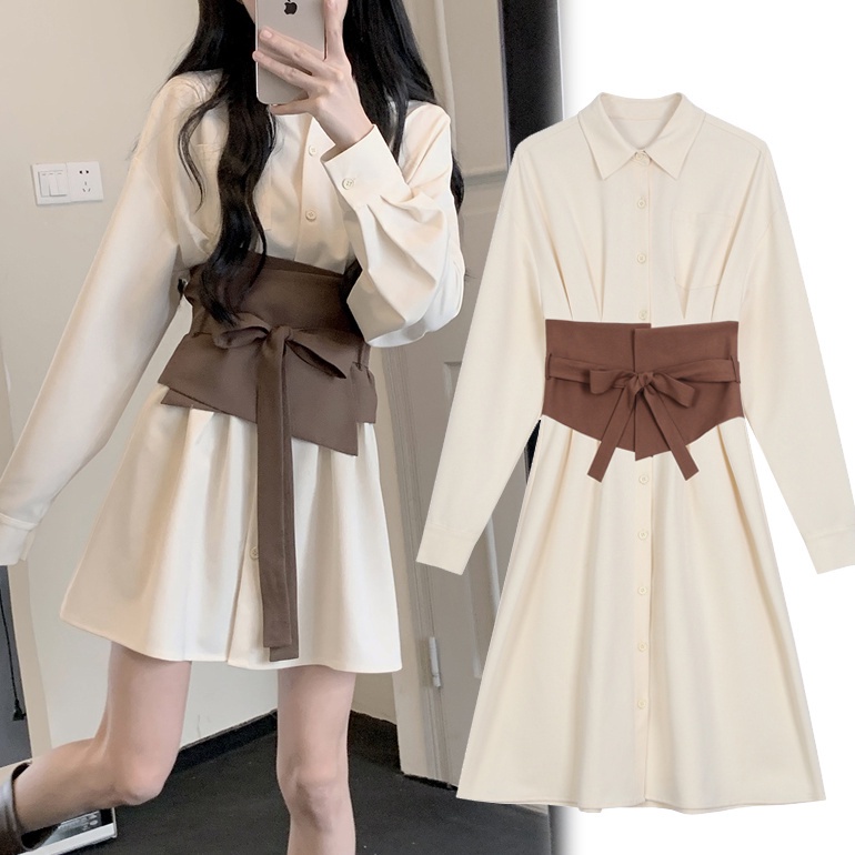 Đầm Dáng Rộng Eo Cao Thời Trang Mùa Xuân Phong Cách Hàn Quốc Mới Cho Nữ