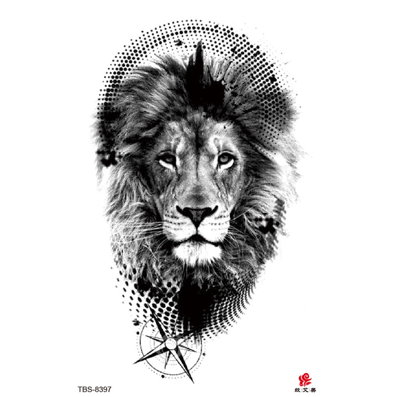 Hình Xăm Dán Tạm Thời Chống Nước Họa Tiết Hoa Lily / Sói / Sư Tử / Hổ Màu Đỏ Cho Nam Và Nữ