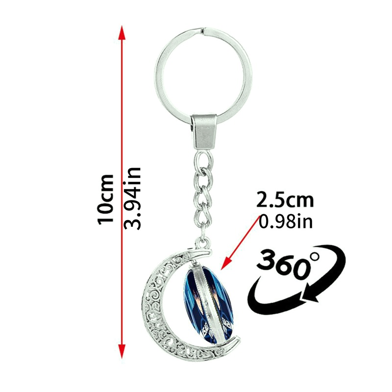 Móc Khóa Xoay Hai Mặt Đính Đá Quý Màu Xanh Dương Hình Anime