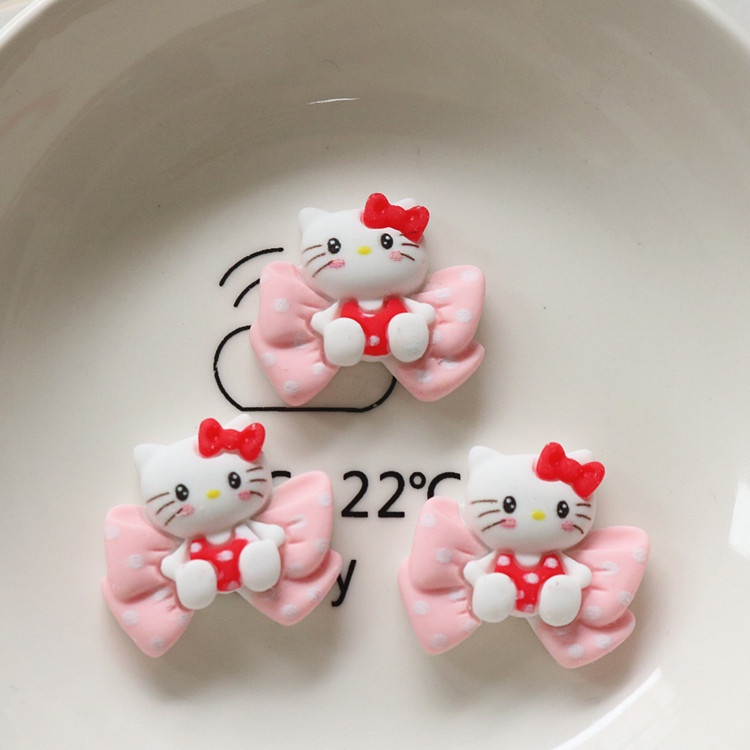 Set 10 Kẹp Tóc Hình Mèo Hoạt Hình Bằng Nhựa Resin DIY