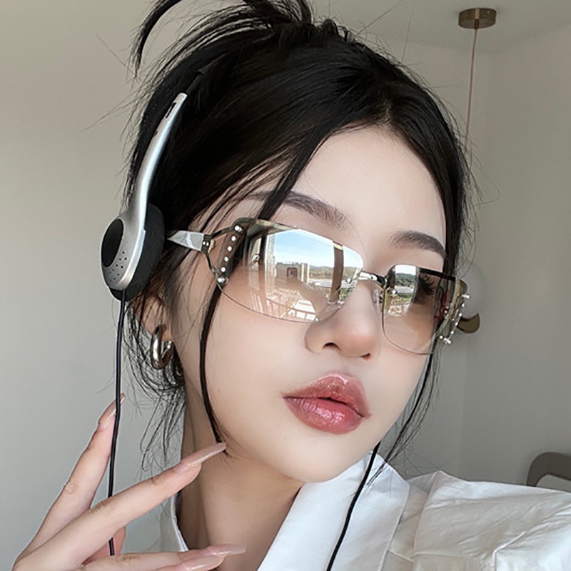 Kính Mát Gọng Vuông Kim Loại Thời Trang Cho Nam Nữ