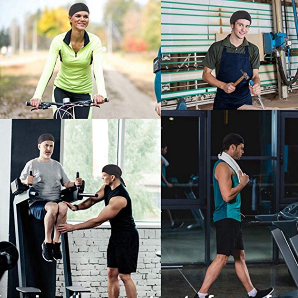 Set 2 Mũ Trùm Đầu Kiêm Khăn Choàng Cổ Bandana Đi Xe Đạp Màu Đen &amp; Đen Thời Trang Mùa Hè Cho Nam