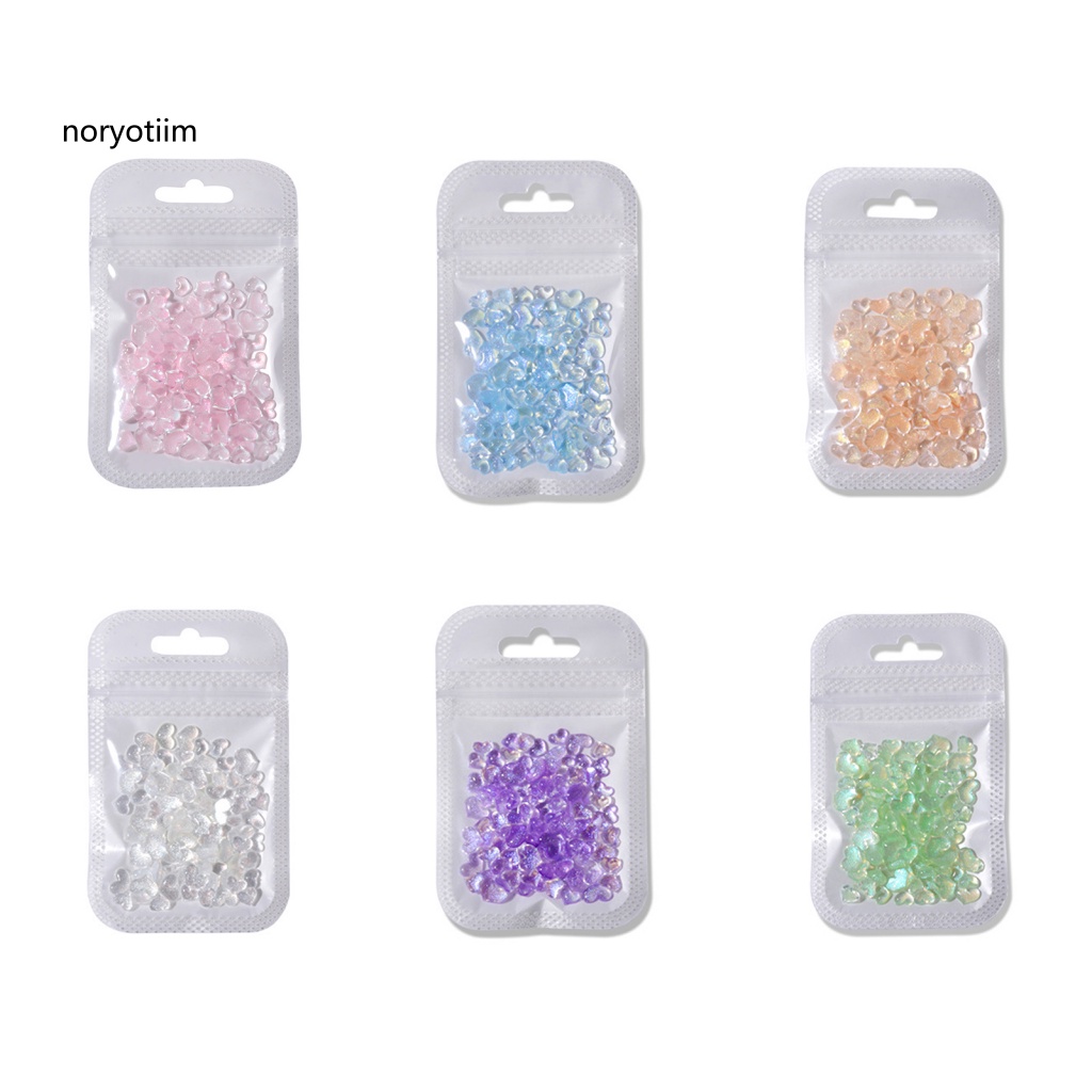 Set 100 Móng Tay Giả Đính Đá Trái Tim Ba Chiều Lấp Lánh DIY