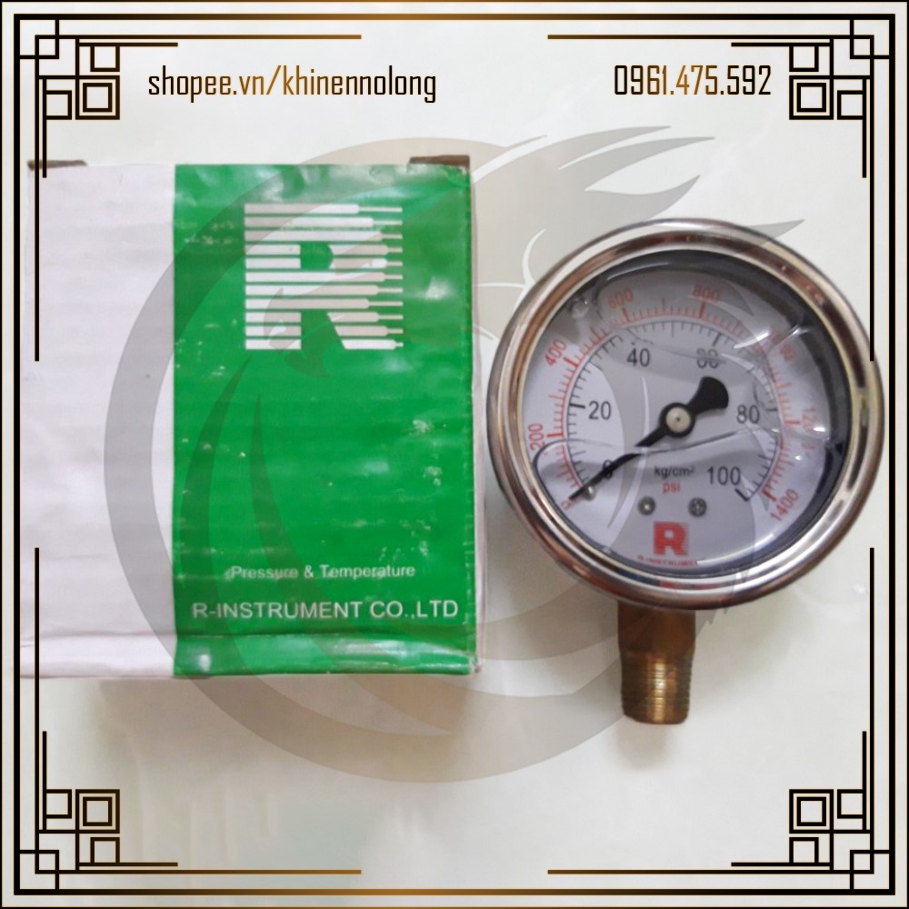 Đồng Hồ Dầu Đo Áp Suất R-Instrument Phi 63 1 - 1000 KG