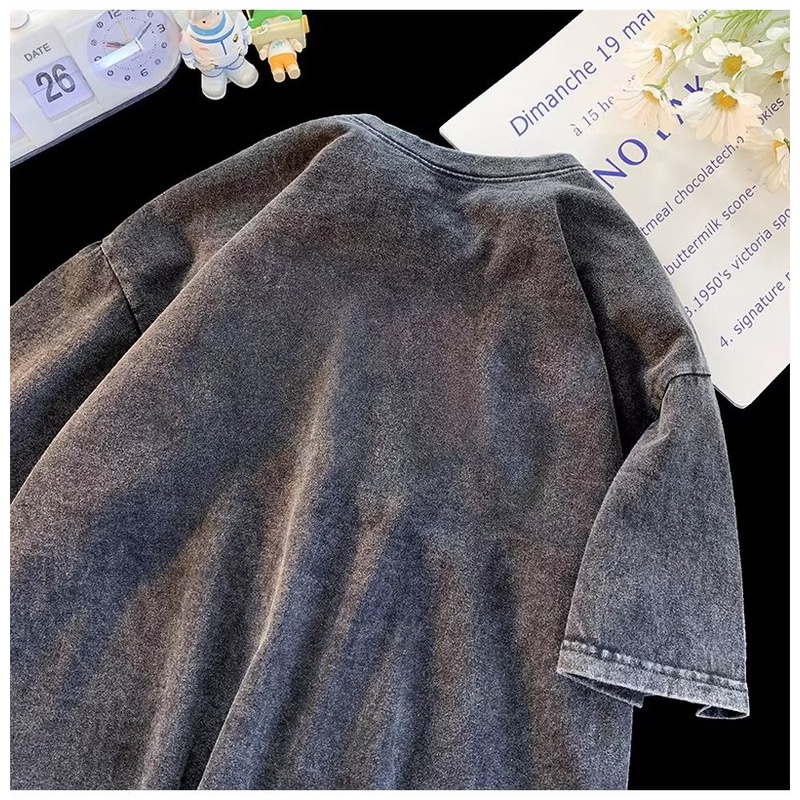 Áo Thun Cotton Cổ Tròn Dáng Rộng Màu Xám Plus Size M-8XL Cao Cấp Cho Nam