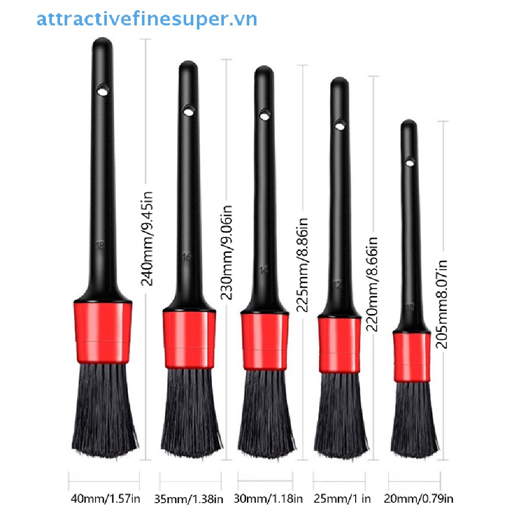 Bộ 5 Bàn Chải Lông Mềm Cán Dài Vệ Sinh Xe Hơi AFS