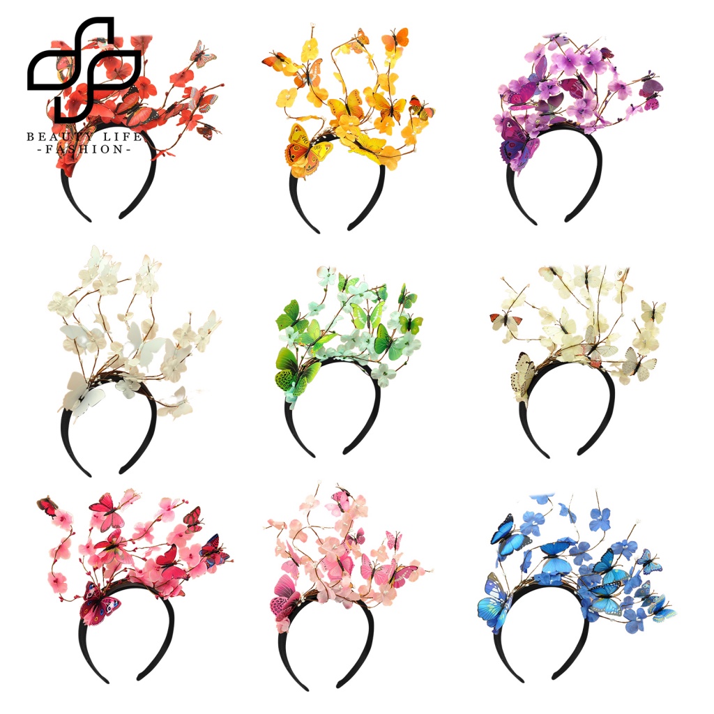 Băng Đô Cài Tóc Bằng Nhựa Họa Tiết Bướm Ba Chiều Sáng Tạo