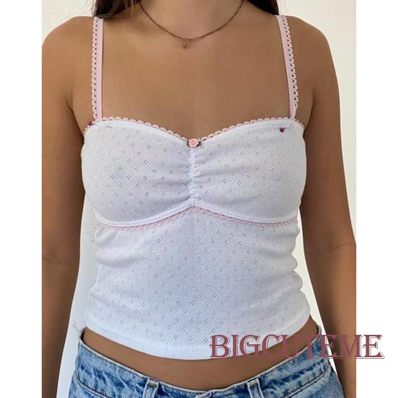 [] - Áo Hai Dây Mỏng Ghép Vải Hoa Thời Trang Mùa Hè Cho Nữ